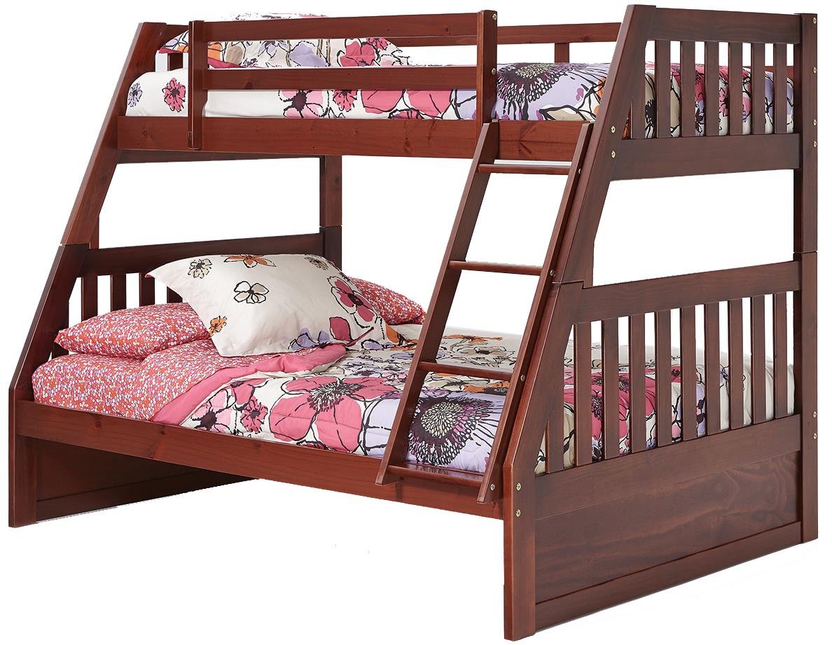 Woodcrest Pine Ridge Twin Over Full Mission Bunk Bed with Slats